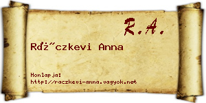 Ráczkevi Anna névjegykártya