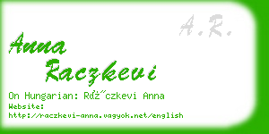 anna raczkevi business card